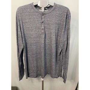 Marine Layer Re-Spun Mens XL Henley Long Sleeve Shirt Blue Gray Casual‎